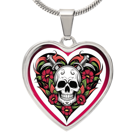 Skull & Dagger Heart Necklace – Fierce Love Symbol | Gothic – Luxury Necklace (Silver) Jewelry for A1013T (1 view)