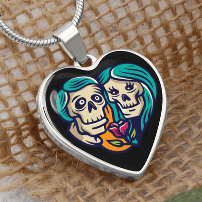 Sacred Heart Necklace – Day of the Dead Inspired Romantic – Luxury Necklace (Silver) Jewelry by ShineOn Fulfillment