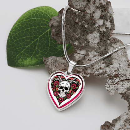 Skull & Dagger Heart Necklace – Fierce Love Symbol | Gothic – Luxury Necklace (Silver) Jewelry for A1013T (3 view)