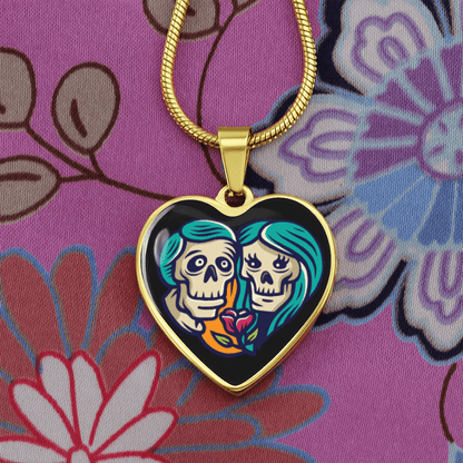 Sacred Heart Necklace – Day of the Dead Inspired Romantic – Luxury Necklace (Silver) Jewelry by ShineOn Fulfillment