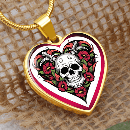 Skull & Dagger Heart Necklace – Fierce Love Symbol | Gothic – Luxury Necklace (Gold) Jewelry for A1013T (6 view)