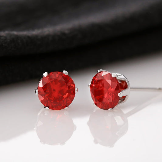 Cubic Zirconia Stud Earrings | Jewelry – Red Cubic Zirconia Earrings Jewelry for gift (1 view)