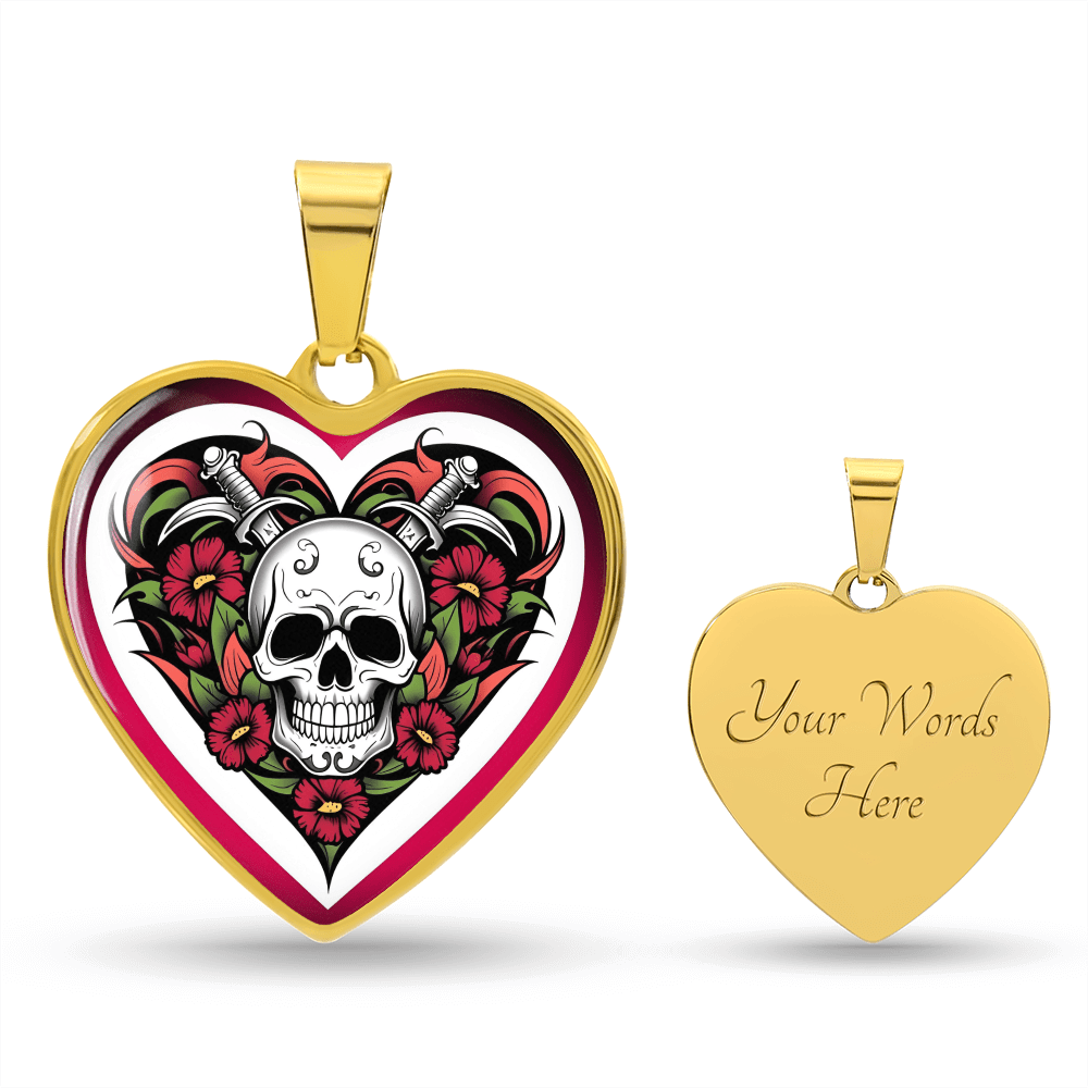 Skull & Dagger Heart Necklace – Fierce Love Symbol | Gothic – Luxury Necklace (Gold) Jewelry for A1013T (7 view)