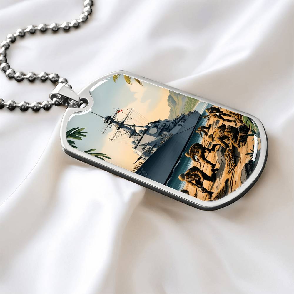 Naval Landing Dog Tag Necklace – Honor, Courage & Service | – Military Chain (Gold) Jewelry by ShineOn Fulfillment