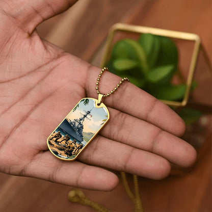 Naval Landing Dog Tag Necklace – Honor, Courage & Service | – Military Chain (Gold) Jewelry by ShineOn Fulfillment