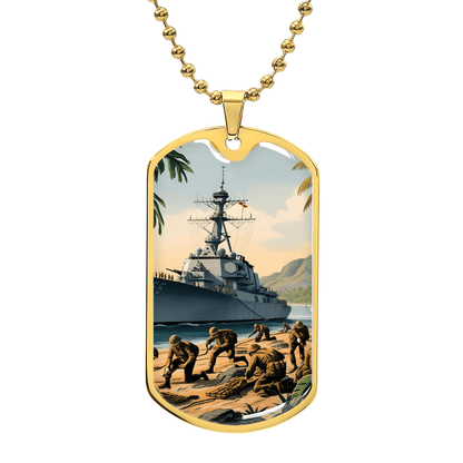 Naval Landing Dog Tag Necklace – Honor, Courage & Service | – Military Chain (Silver) Jewelry by ShineOn Fulfillment