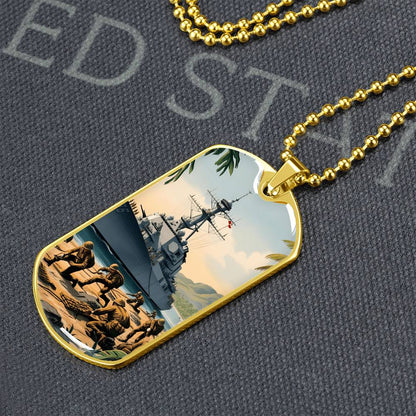 Naval Landing Dog Tag Necklace – Honor, Courage & Service | – Military Chain (Gold) Jewelry by ShineOn Fulfillment