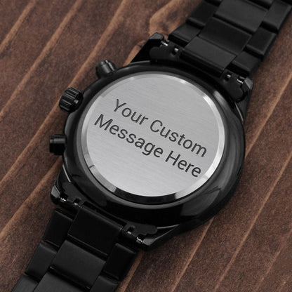 Custom Engraved Black Chronograph Watch | Father's Day, – Two Tone Box Jewelry for E131T (3 view)