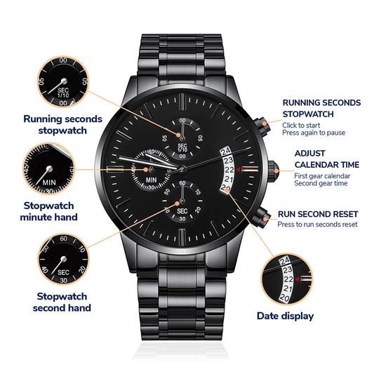 Custom Engraved Black Chronograph Watch | Father's Day, – Two Tone Box Jewelry for E131T (2 view)