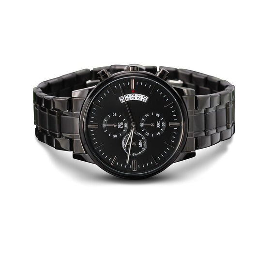 Custom Engraved Black Chronograph Watch | Father's Day, – Two Tone Box Jewelry for E131T (1 view)