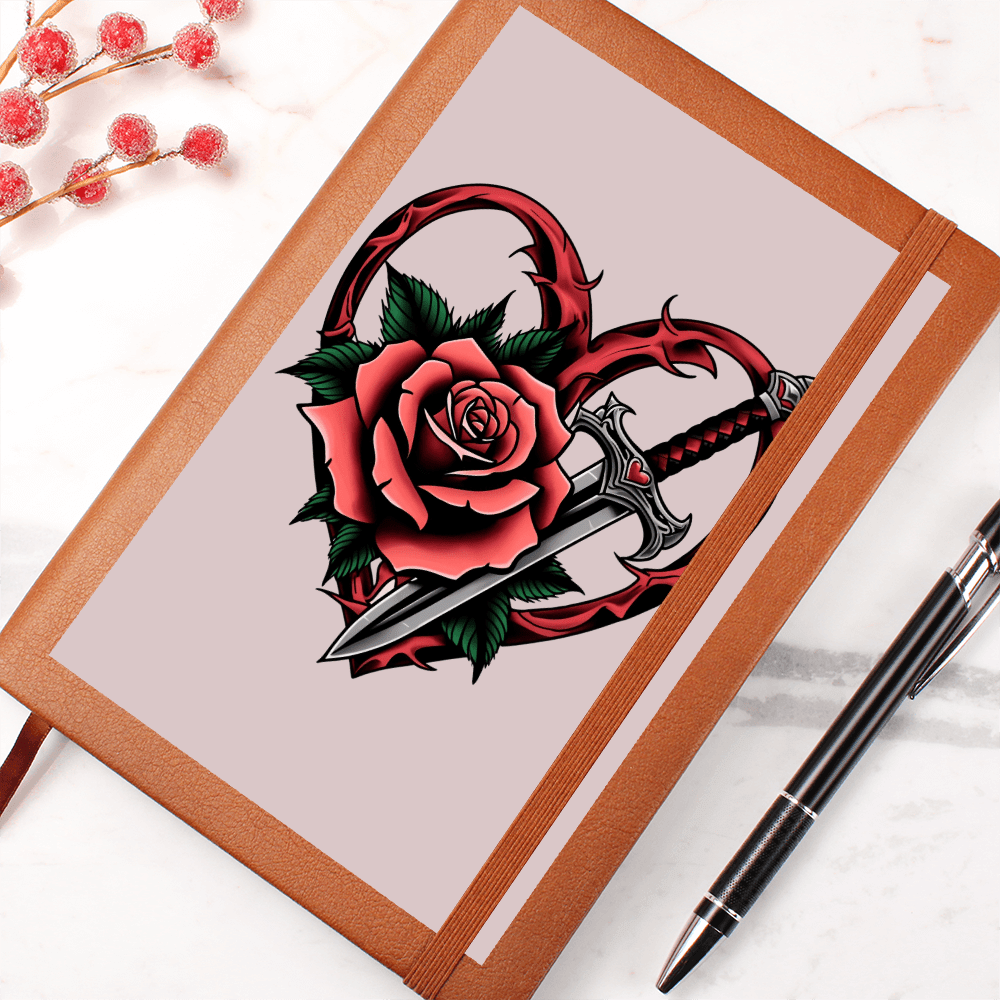 Rose & Dagger Heart classic design| Graphic Leather Journal – Graphic Journal Miscellaneous for gift (3 view)