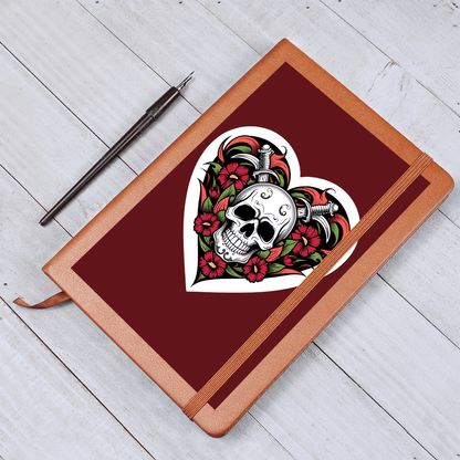 Skull & Dagger Heart classic design| Graphic Leather Journal – Graphic Journal Miscellaneous for gift (2 view)