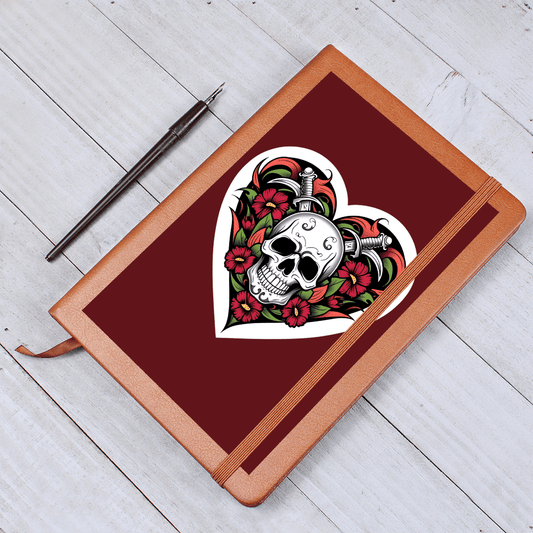 Skull & Dagger Heart classic design| Graphic Leather Journal – Graphic Journal Miscellaneous for gift (2 view)