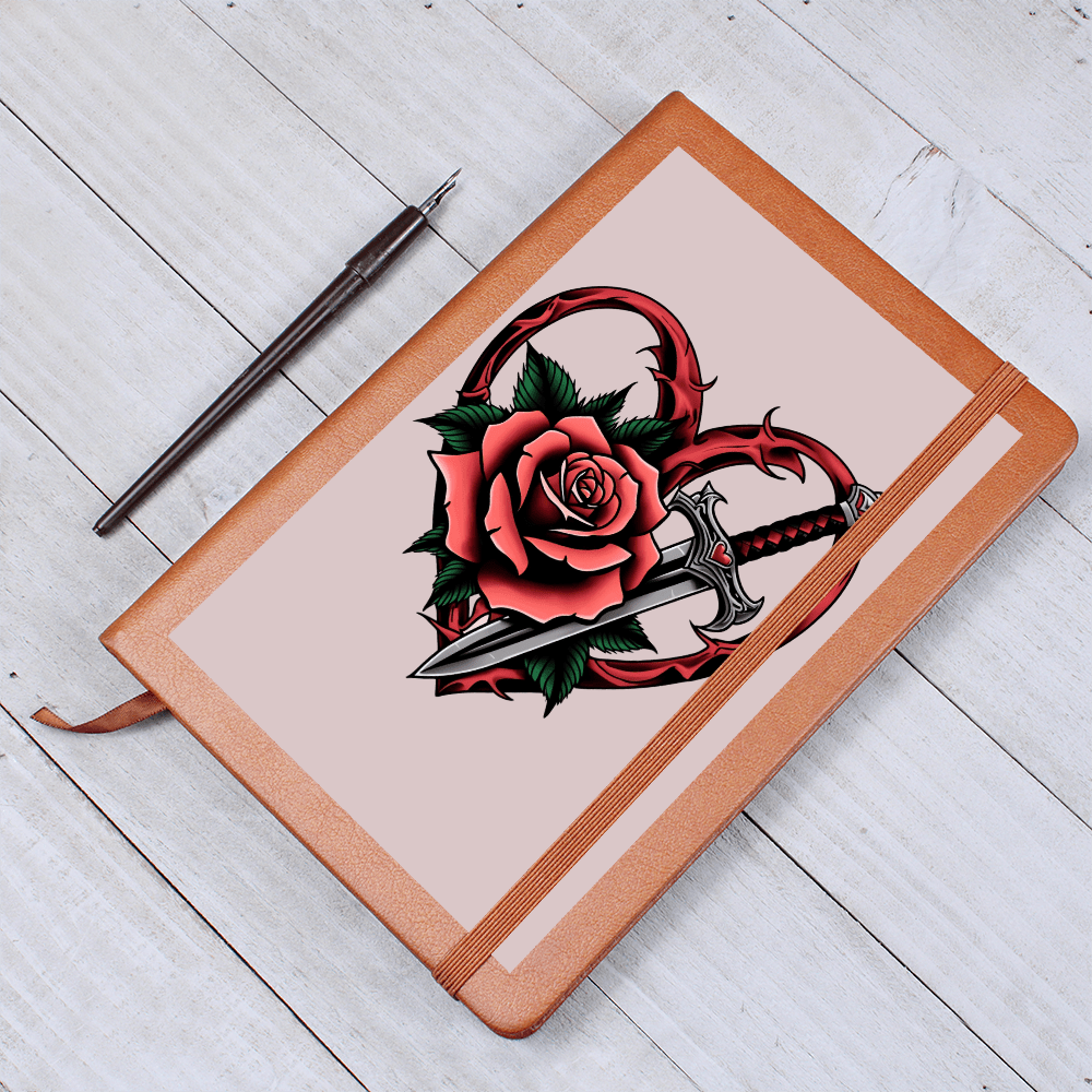 Rose & Dagger Heart classic design| Graphic Leather Journal – Graphic Journal Miscellaneous for gift (2 view)