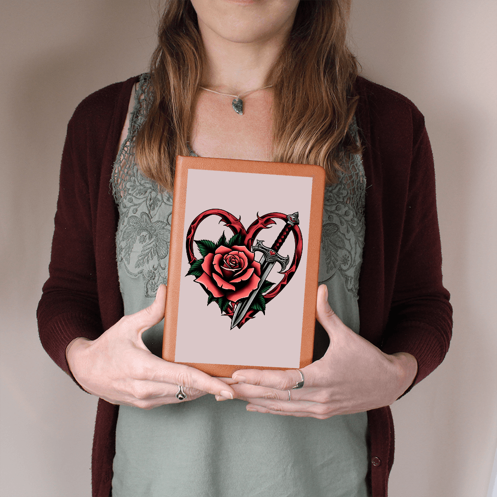 Rose & Dagger Heart classic design| Graphic Leather Journal – Graphic Journal Miscellaneous for gift (9 view)