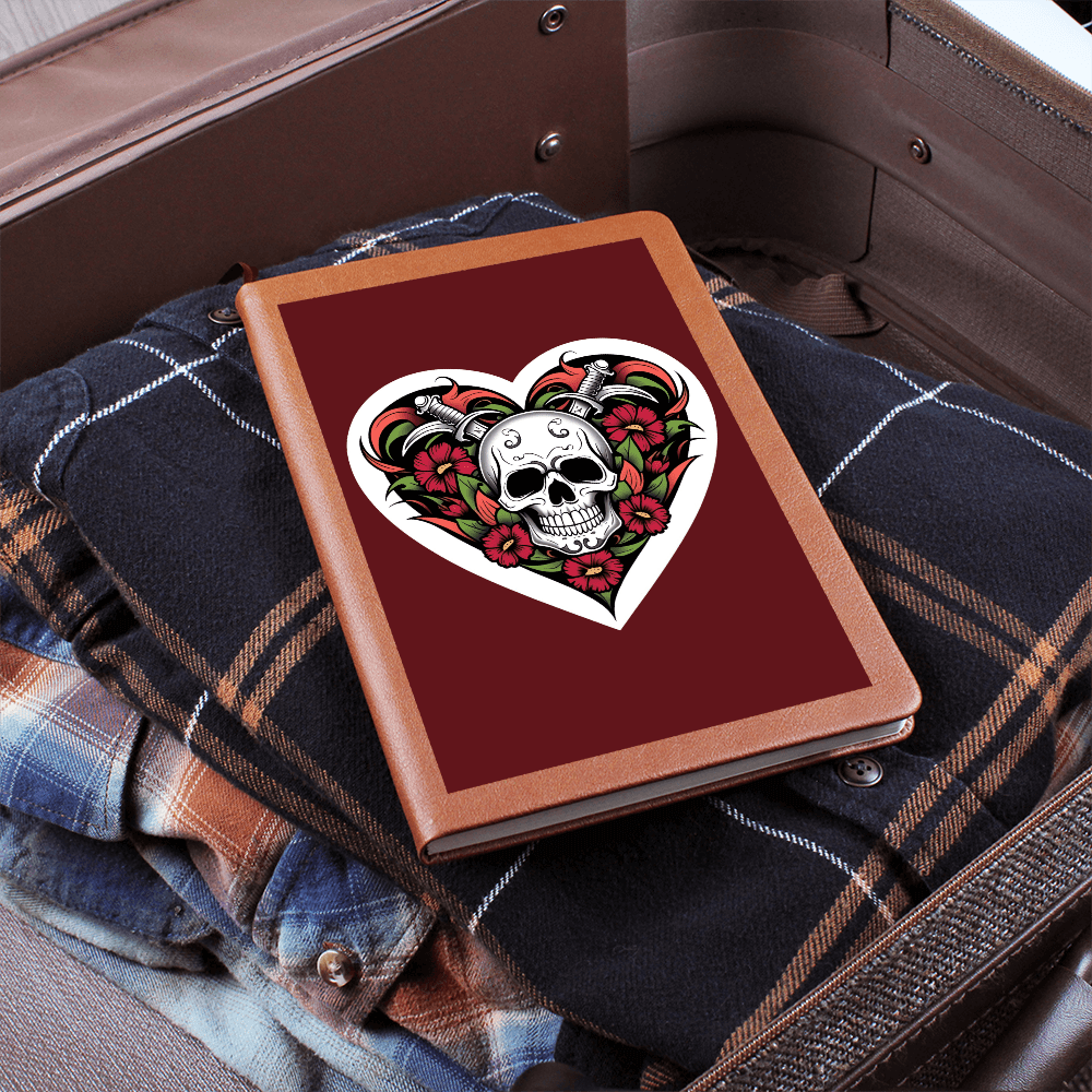 Skull & Dagger Heart classic design| Graphic Leather Journal – Graphic Journal Miscellaneous for gift (7 view)