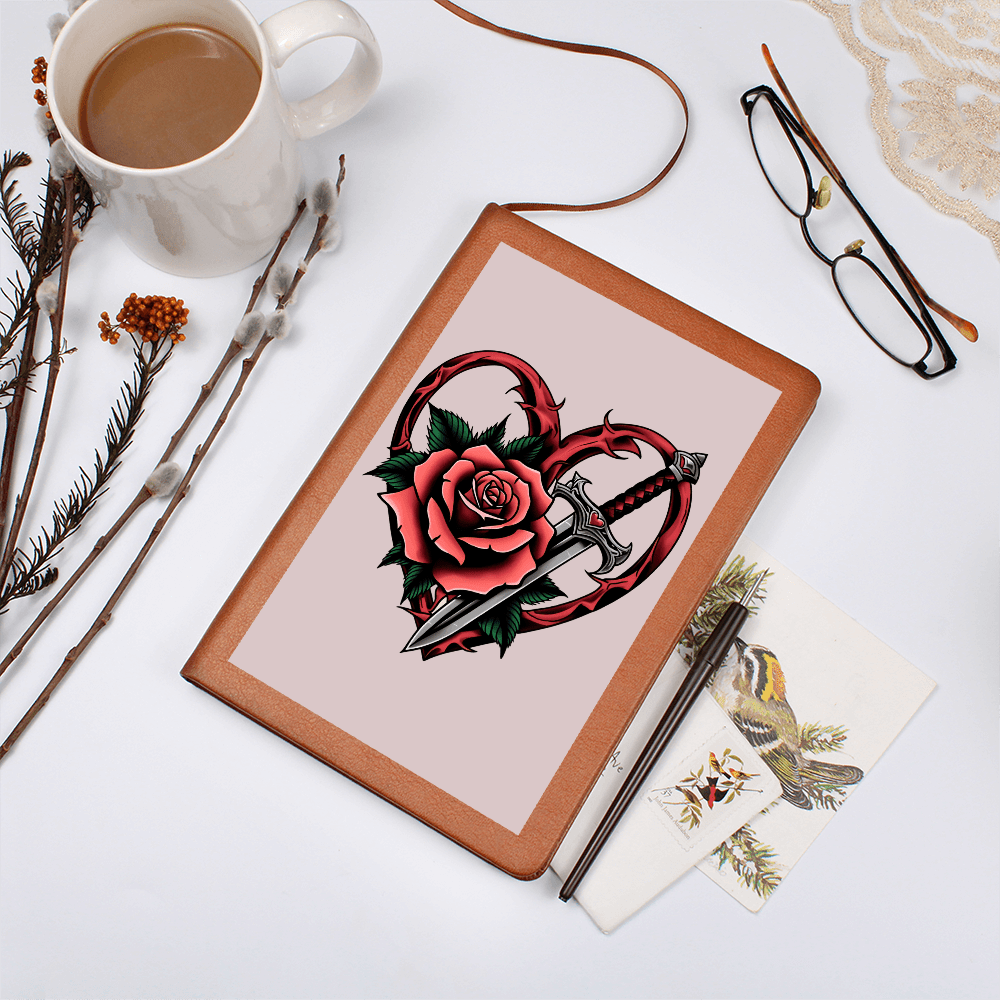 Rose & Dagger Heart classic design| Graphic Leather Journal – Graphic Journal Miscellaneous for gift (6 view)