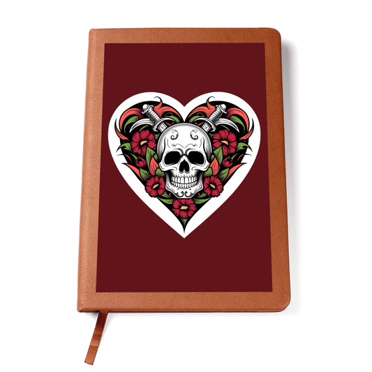 Skull & Dagger Heart classic design| Graphic Leather Journal – Graphic Journal Miscellaneous for gift (1 view)