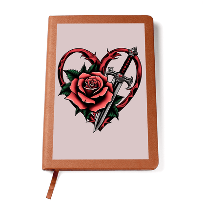 Rose & Dagger Heart classic design| Graphic Leather Journal – Graphic Journal Miscellaneous for gift (1 view)