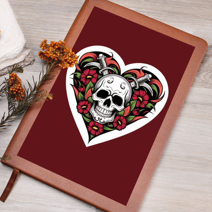 Skull & Dagger Heart classic design| Graphic Leather Journal – Graphic Journal Miscellaneous for gift (4 view)