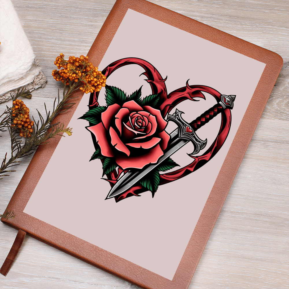 Rose & Dagger Heart classic design| Graphic Leather Journal – Graphic Journal Miscellaneous for gift (4 view)