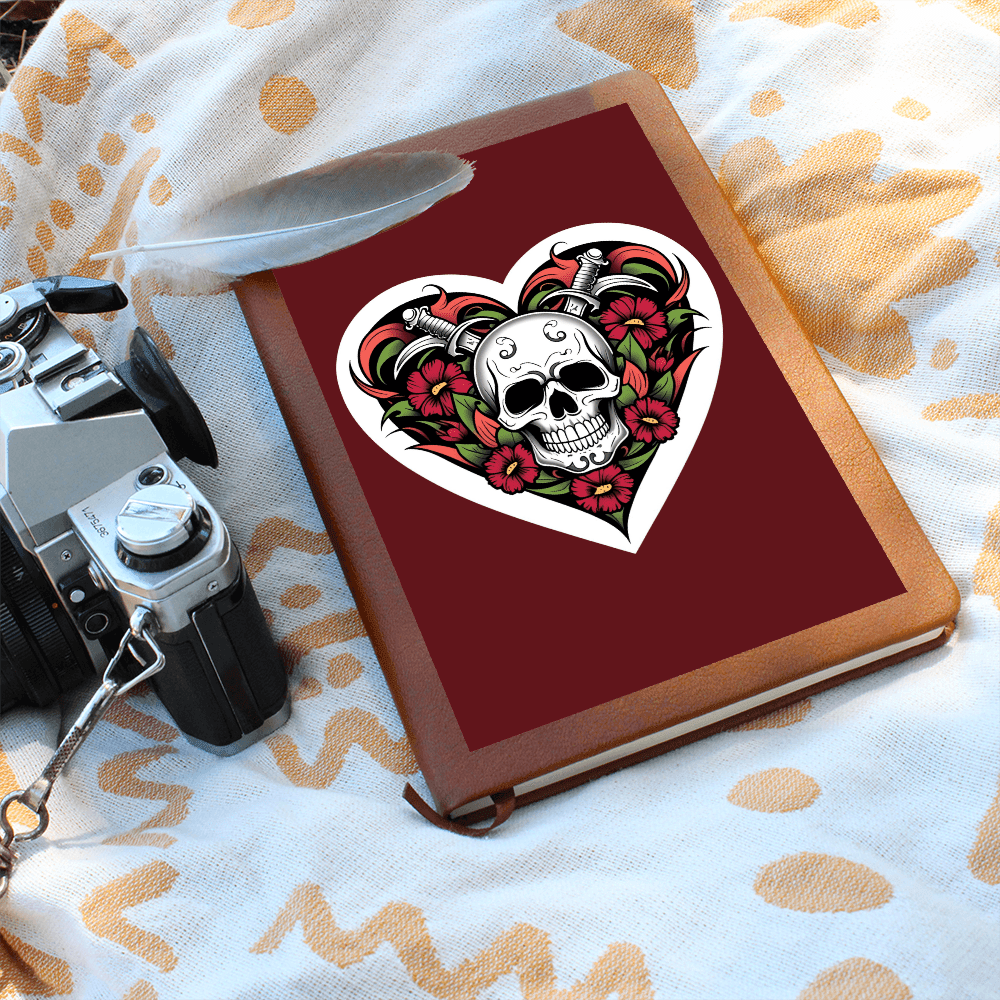 Skull & Dagger Heart classic design| Graphic Leather Journal – Graphic Journal Miscellaneous for gift (5 view)