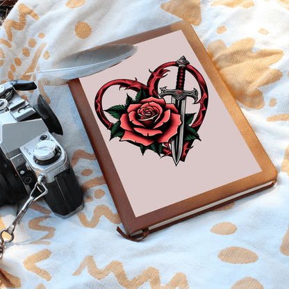 Rose & Dagger Heart classic design| Graphic Leather Journal – Graphic Journal Miscellaneous for gift (5 view)
