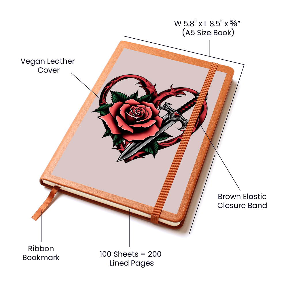 Rose & Dagger Heart classic design| Graphic Leather Journal – Graphic Journal Miscellaneous for gift (8 view)