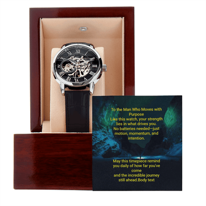 Men's Skeleton Automatic Watch – Luxury Leather Strap Gift | – Luxury Box w/LED Jewelry by ShineOn Fulfillment