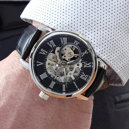 Men's Skeleton Automatic Watch – Luxury Leather Strap Gift | – Luxury Box w/LED Jewelry by ShineOn Fulfillment