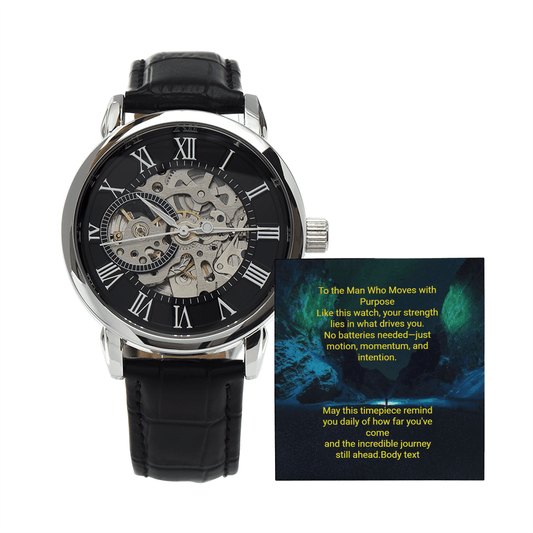 Men's Skeleton Automatic Watch – Luxury Leather Strap Gift | – Luxury Box w/LED Jewelry by ShineOn Fulfillment