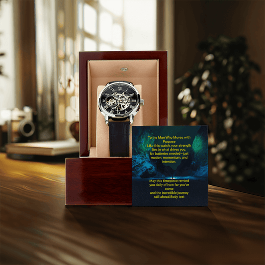Men's Skeleton Automatic Watch – Luxury Leather Strap Gift | – Luxury Box w/LED Jewelry by ShineOn Fulfillment