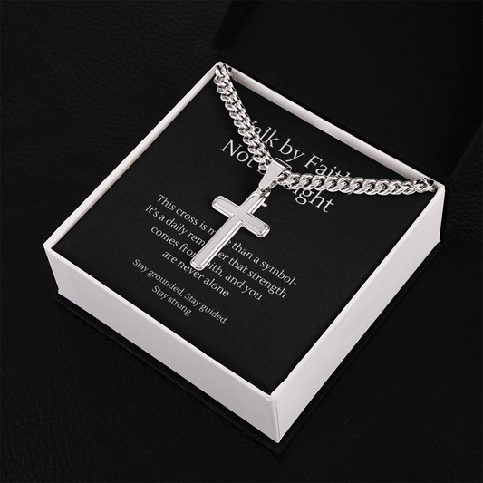 Walk by Faith Cross Necklace for Him – Men's Jewelry with – Standard Box Jewelry by ShineOn Fulfillment