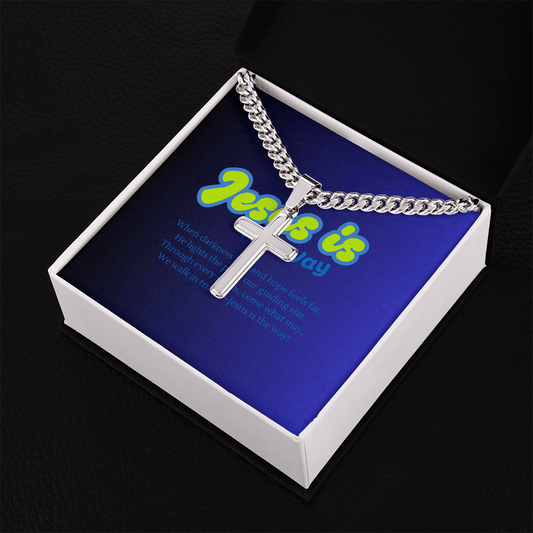Jesus is the Way Cross Necklace – Men's Christian Jewelry – Standard Box Jewelry by ShineOn Fulfillment