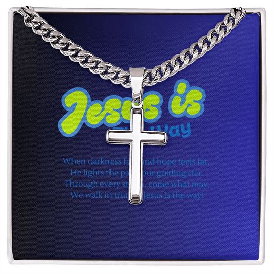 Jesus is the Way Cross Necklace – Men's Christian Jewelry – Standard Box Jewelry by ShineOn Fulfillment