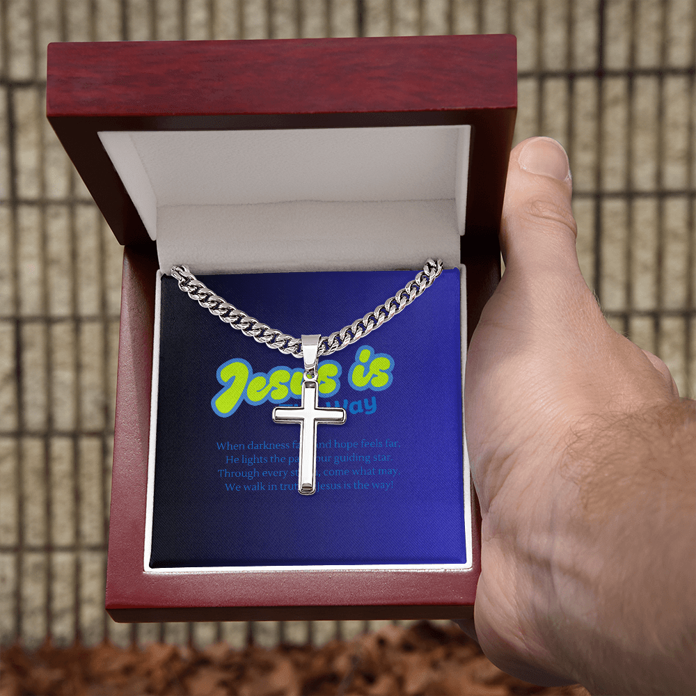 Jesus is the Way Cross Necklace – Men's Christian Jewelry – Luxury Box Jewelry by ShineOn Fulfillment