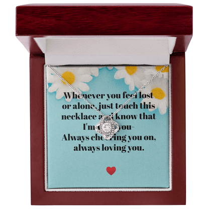 To My Daughter – Love Knot Necklace with Heartfelt Message | – 14K White Gold Finish Jewelry by ShineOn Fulfillment