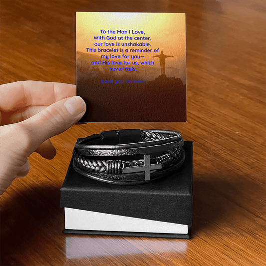 Faith & Love Bracelet for Him – Cross Charm with “Love You – Standard Box Jewelry by ShineOn Fulfillment