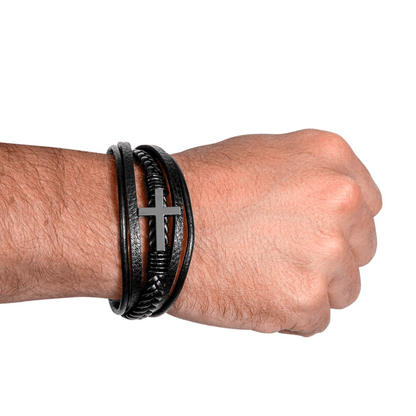 Faith & Love Bracelet for Him – Cross Charm with “Love You – Luxury Box with LED Jewelry by ShineOn Fulfillment