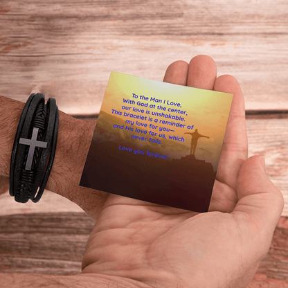 Faith & Love Bracelet for Him – Cross Charm with “Love You – Luxury Box with LED Jewelry by ShineOn Fulfillment