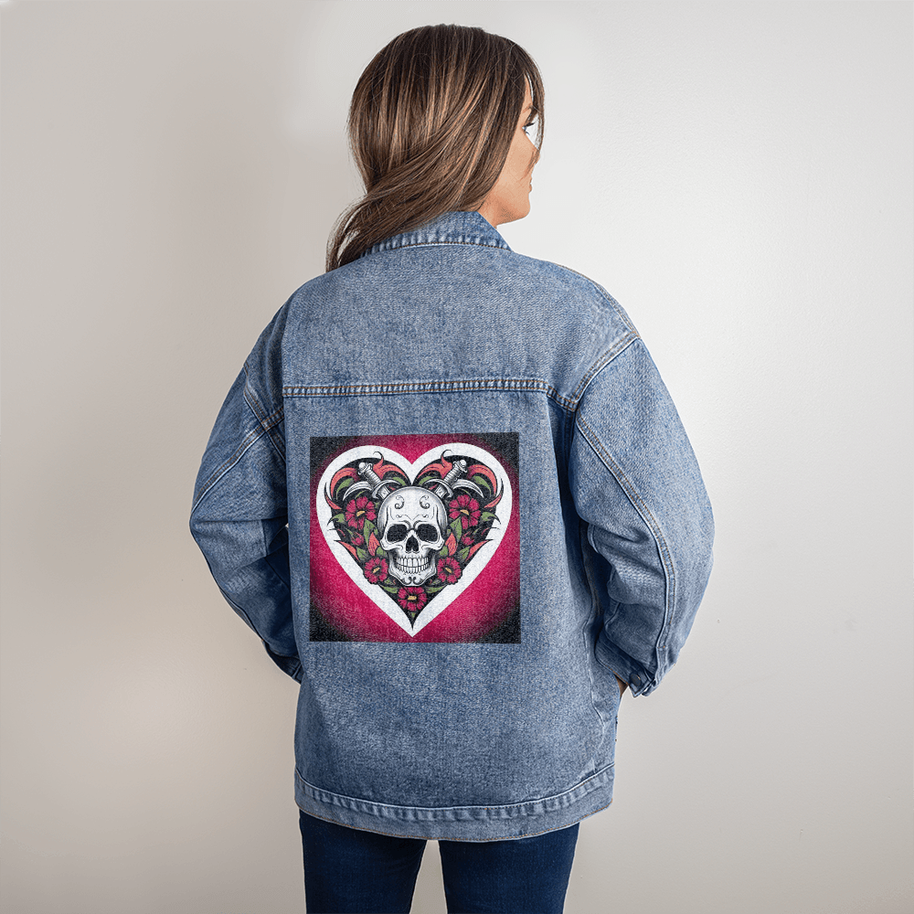 Skull & Dagger Jean Jacket – Fierce Love Symbol | Gothic – Small Jacket for G102 (2 view)