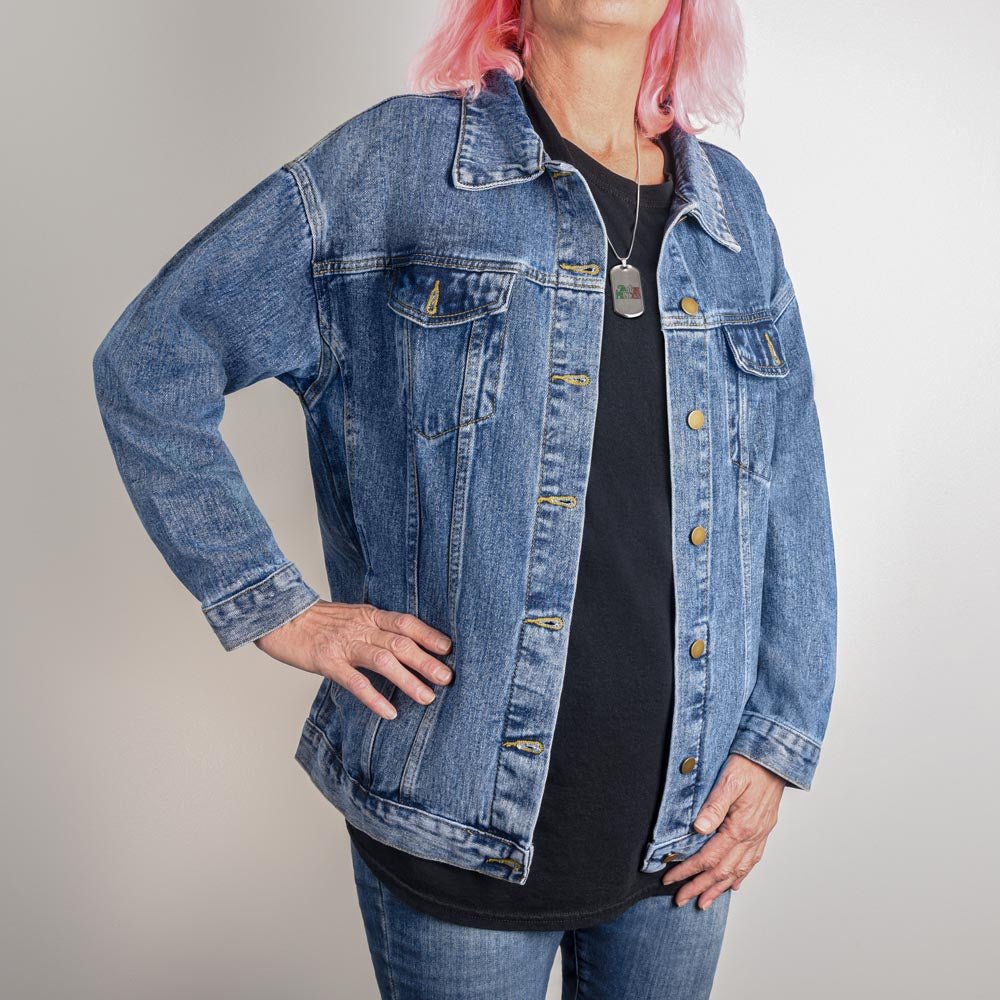 Skull & Dagger Jean Jacket – Fierce Love Symbol | Gothic – Medium Jacket for G102 (3 view)