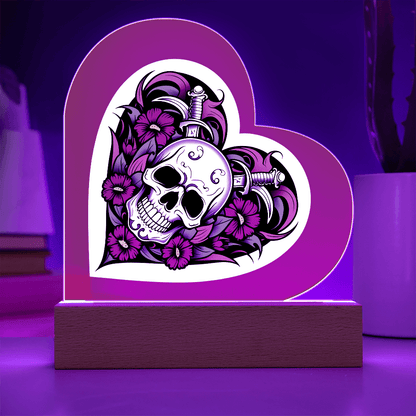 Skull & Dagger Heart – Light up | Acrylic Heart Plaque – Battery Powered LED Base Miscellaneous for G027 (5 view)