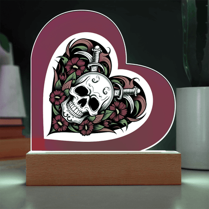 Skull & Dagger Heart – Light up | Acrylic Heart Plaque – Corded LED Base Miscellaneous for G027 (8 view)