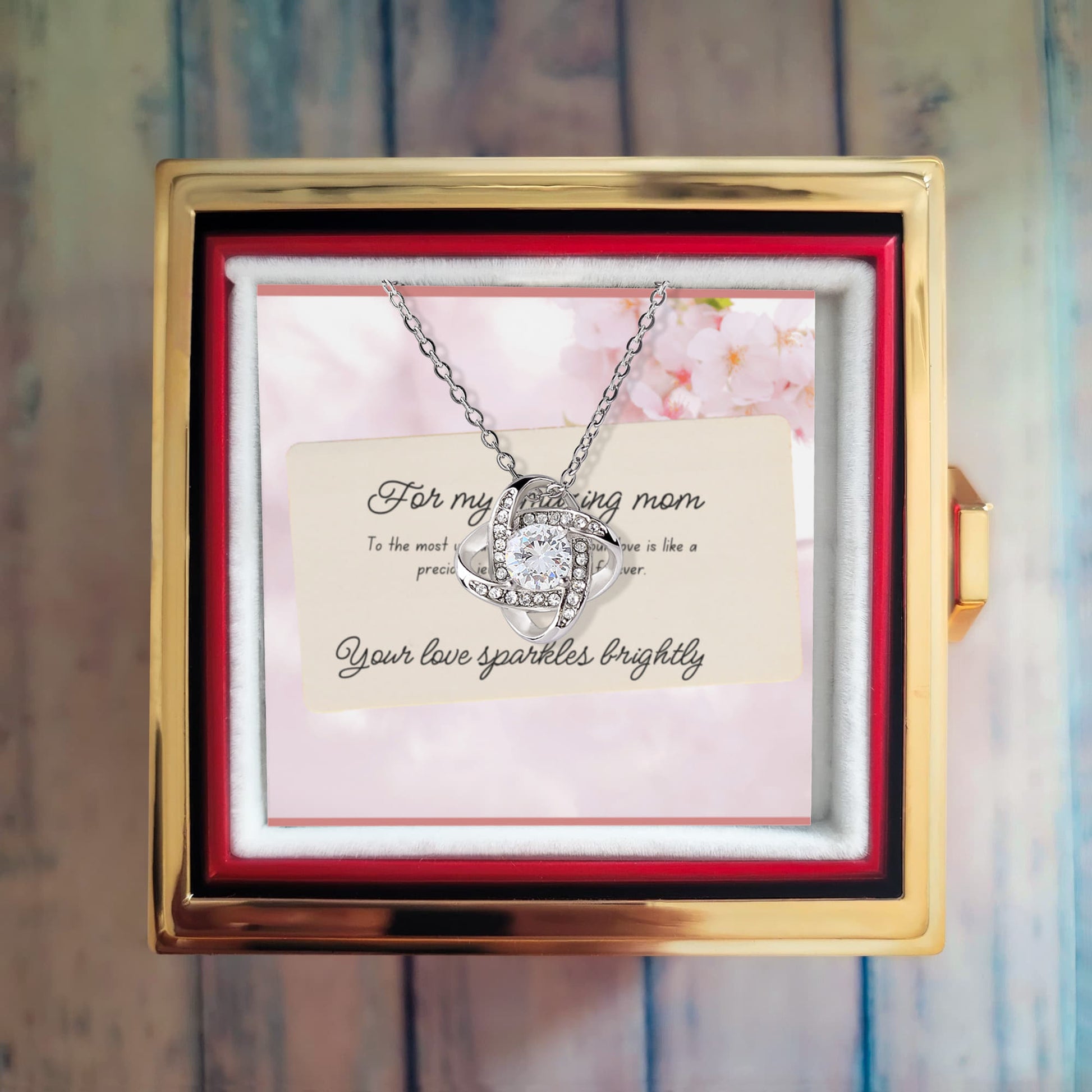 Love Knot Necklace with Eternal Rose Box | Shop Sbrtn Homes – White Gold Finish Jewelry for C30011TY (1 view)