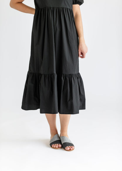 Ava Square Neck Midi Dress – Black IC Dresses for glow - up collection (10 view)