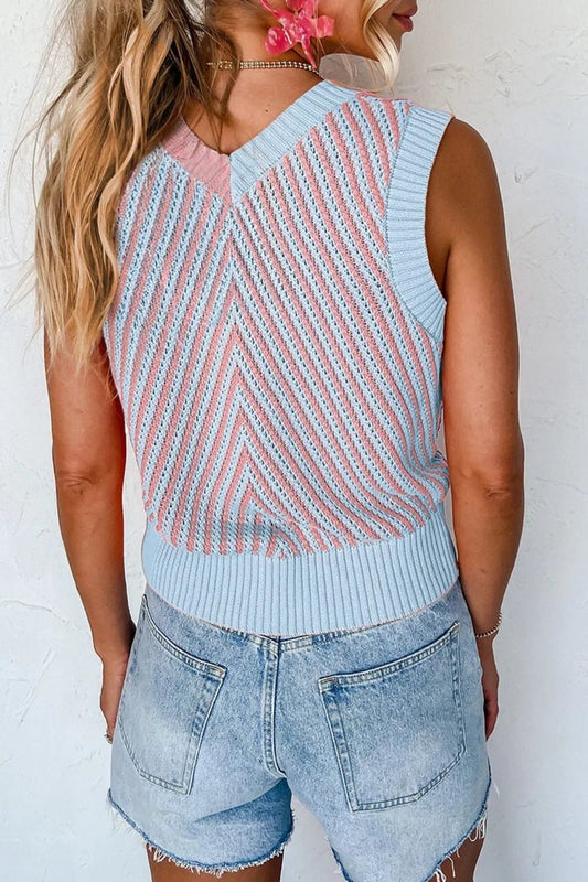 V - Neck Contrast Sweater Vest – Blush Pink for Shopify Collective (2 view)