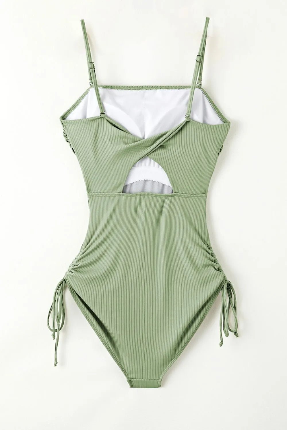 Ribbed Drawstring Sides Cutout One Piece Swimsuit – Sage for Shopify Collective (8 view)