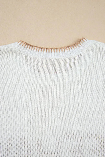 YEEHAW Stitch Edge Crew Neck Knit Top – White for Shopify Collective (10 view)