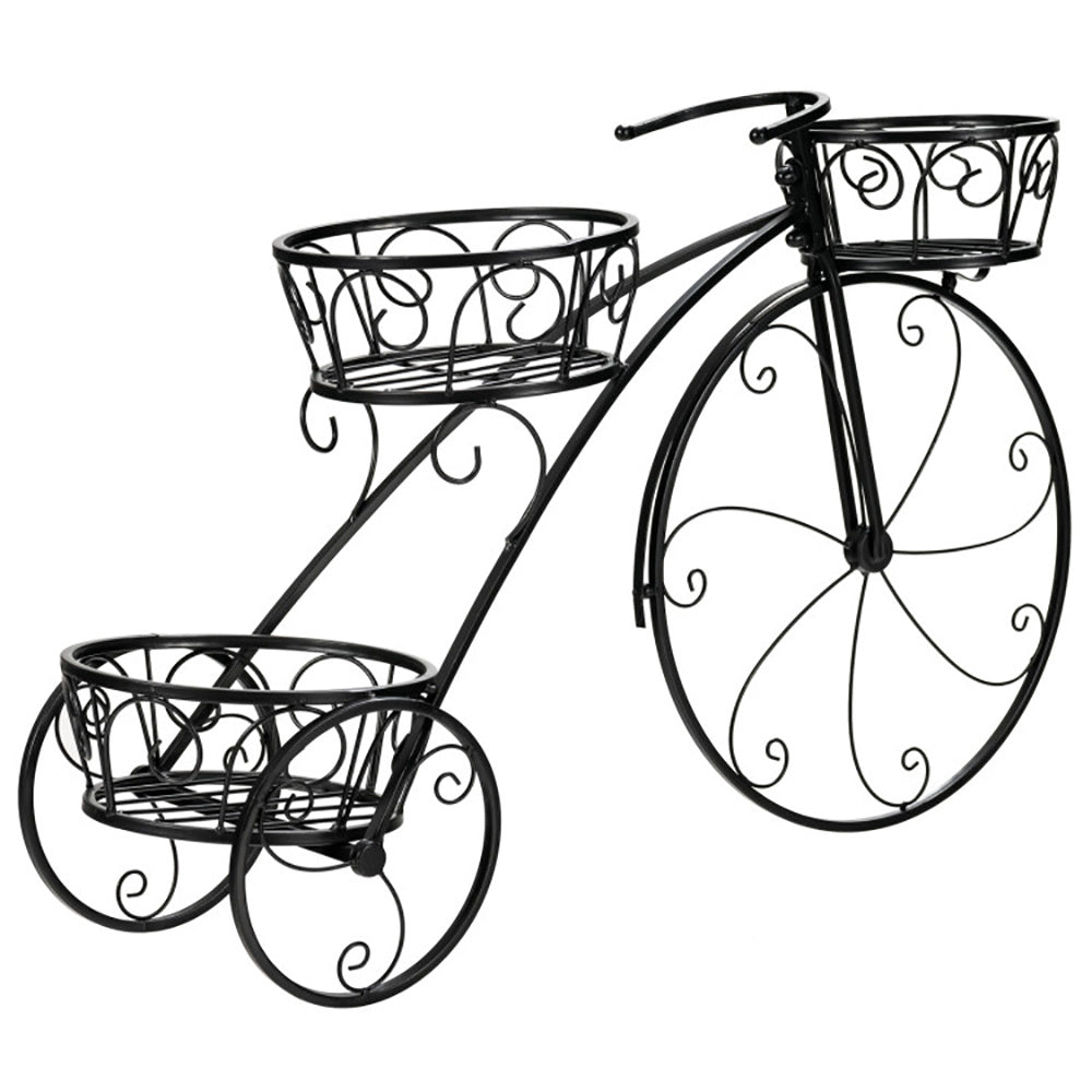 Tricycle Plant Stand – Whimsical Parisian Style for Indoor & – Black Backpack for closing gift (4 view)